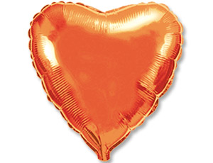Фольгированное оранжевое сердце 46 см