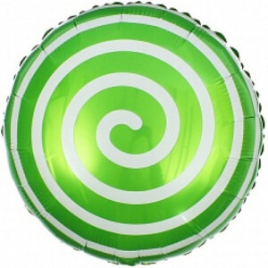 Фольгированный зелёный круг спираль 46 см