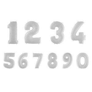 Фольгированная белая цифра 102 см