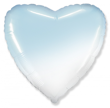 Фольгированное голубое сердце градиент 46 см