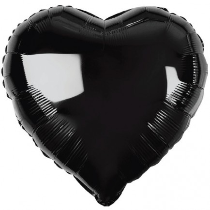Фольгированное чёрное сердце 46 см