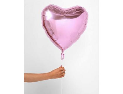 Фольгированное розовое сердце металлик 46 см