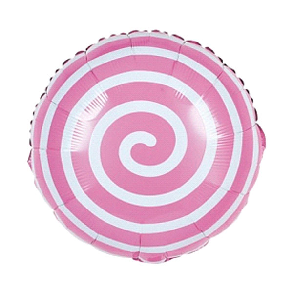 Фольгированный розовый круг спираль 46 см