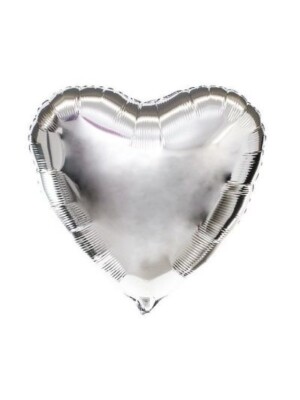 Сердце фольгированное серебро 46 см