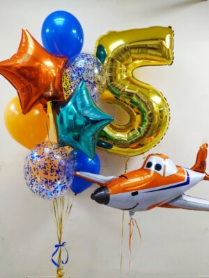 Набор шаров с самолётом на 5 лет мальчику