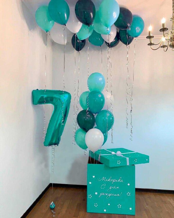 Коробка сюрприз Тиффани с шарами на день рождения